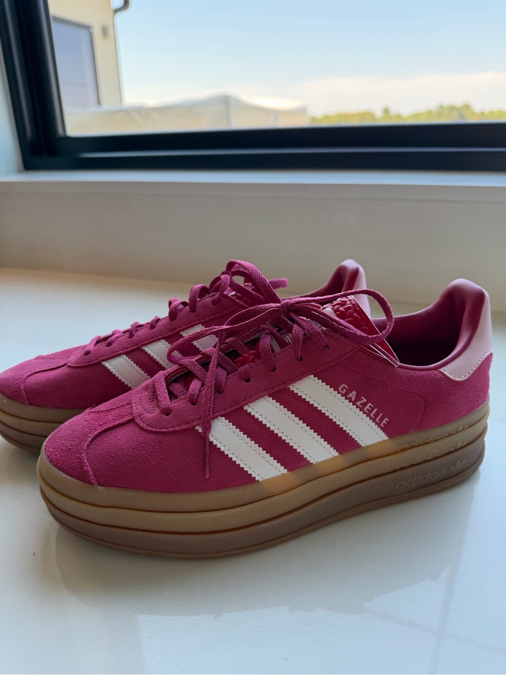 adidas Gazelle Women’s Platform Sneaker — Pink/White - Picture 2 of 9